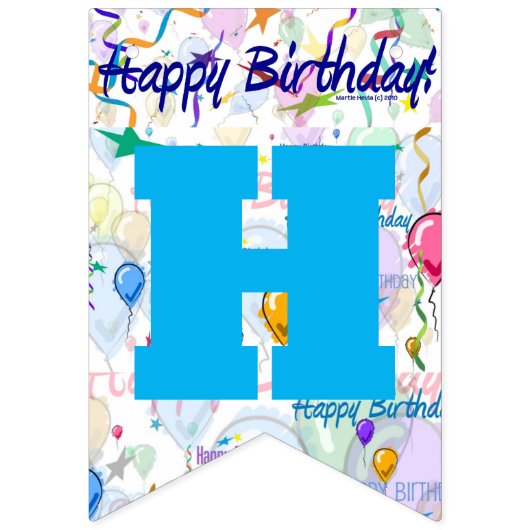 Happy Birthday Sky Blue/Personalize Bunting Flags Wimpelkette (Zweite Fahne)