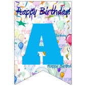 Happy Birthday Sky Blue/Personalize Bunting Flags Wimpelkette (Dritte Fahne)