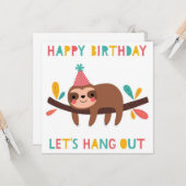 Happy Birthday Sloth Karte (Vorderseite/Rückseite Beispiel)