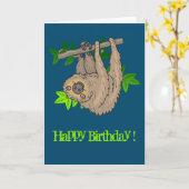 Happy Birthday Sloth Karte (Gelbe Blume)