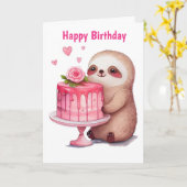 Happy Birthday Sloth Karte (Gelbe Blume)
