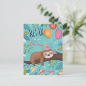 Happy Birthday Sloth Postkarte (Stehend Vorderseite)