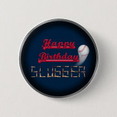 Happy Birthday Slugger Blue-Baseball-BUTTON-BUTTON Button (Vorderseite)