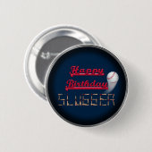 Happy Birthday Slugger Blue-Baseball-BUTTON-BUTTON Button (Vorne & Hinten)