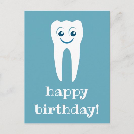 Happy Birthday Smiling Tooth Postkarte (Vorderseite)