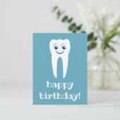 Happy Birthday Smiling Tooth Postkarte (Stehend Vorderseite)