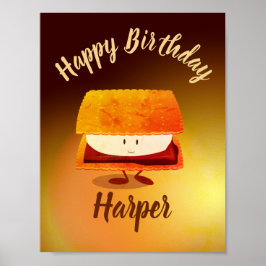 Happy Birthday S'more Name Poster