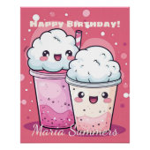 Happy Birthday Snow Cream Ice-Creme Kawaii Niedlic Poster (Vorderseite)