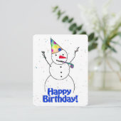 Happy Birthday Snowman Einladung (Stehend Vorderseite)