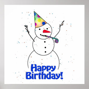 Happy Birthday Snowman Poster