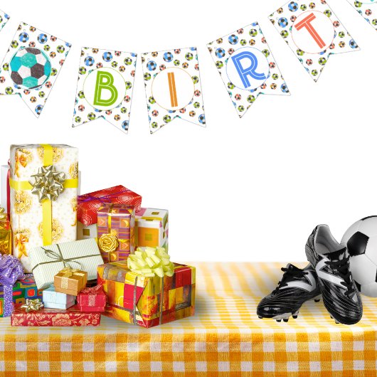 Happy Birthday Soccer Balls Banner