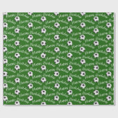 Happy Birthday Soccer Balls on Green Geschenkpapier (Flach)