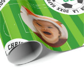 Happy Birthday Soccer Thema Foto Collage Geschenkpapier (Rolleneckpunkt)