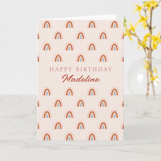 Happy Birthday | Soft Doodle Rainbow Karte (Gelbe Blume)