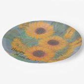 Happy Birthday Soft Sonnenblume Pappteller (Schrägansicht)