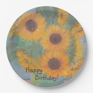 Happy Birthday Soft Sonnenblume Pappteller