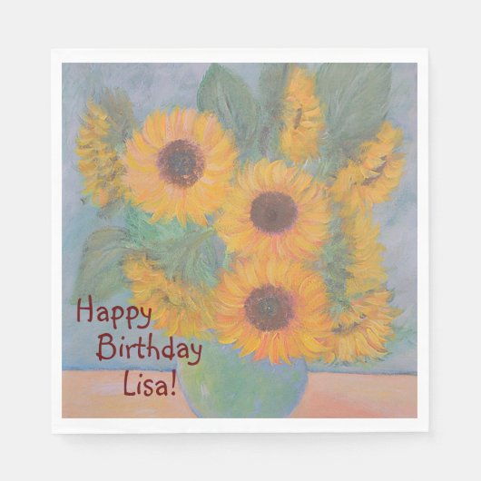 Happy Birthday Soft Sonnenblume Serviette (Vorderseite)