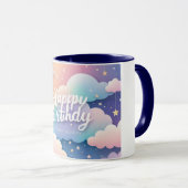 Happy Birthday Soft Watercolor Elegante Tasse (VorderseiteRechts)