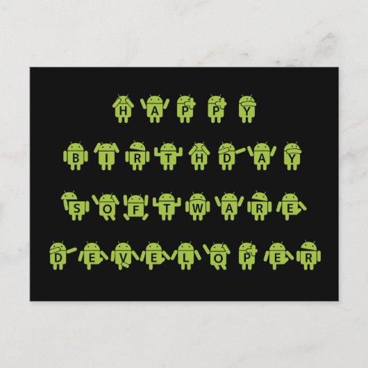 Happy Birthday Software Developer (Bugdroid) Postkarte (Vorderseite)
