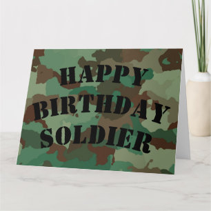 Happy Birthday Soldier Camouflage (Kurzer Text) Karte