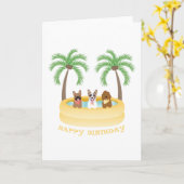 Happy Birthday Sommer Hunde Schwimmbad Karte (Gelbe Blume)