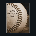 Happy Birthday Son Baseball Postcard Postkarte<br><div class="desc">Das Album "Happy Birthday Son" ist ein echtes Baseball,  das mit den Worten "sepia" getönt ist - perfekt für jeden Baseball liebenden Sohn,  es ist vollkommen anpassbar für Sie,  um Ihre persönlichen Wünsche zu erfüllen!</div>