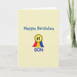 Happy Birthday Son Card Karte<br><div class="desc">Ribbon Motiv Nummer 1 Sohn auf dieser Christlichen Geburtstagskarte für ihn!   Enthält und Schrift (Nummern 6:24-26 NKJV und Text innen.</div>