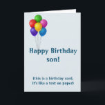 Happy Birthday Son Funny Text Telefon Feiertagskarte<br><div class="desc">Dieses Design kann personalisiert werden, indem Sie auf die Schaltfläche Anpassen klicken und den Namen, die Initialen oder die Wörter ändern. Sie können auch die Textfarbe und den Textstil ändern oder den Text für nur ein Bild löschen. Kontaktieren Sie mich unter colorflowcreations@gmail.com , wenn Sie dieses Design für ein anderes...</div>