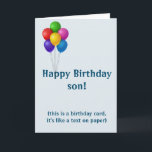 Happy Birthday Son Funny Text Telefon Feiertagskarte<br><div class="desc">Dieses Design kann personalisiert werden, indem Sie auf die Schaltfläche Anpassen klicken und den Namen, die Initialen oder die Wörter ändern. Sie können auch die Textfarbe und den Textstil ändern oder den Text für nur ein Bild löschen. Kontaktieren Sie mich unter colorflowcreations@gmail.com , wenn Sie dieses Design für ein anderes...</div>