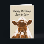 Happy Birthday Son-in-law Cow Joke Spaß Karte<br><div class="desc">Alles Gute zum Geburtstag Son-in-Schwiege,  ich würde Ihnen eine Karte mit einem Kuhwitz geben,  aber Sie haben wahrscheinlich alle geerbt. Braune Kuh</div>