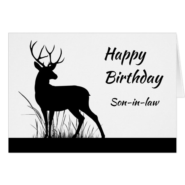 Happy Birthday Son-in-Law Vintag Stag, Deer (Vorderseite (Horizontal))