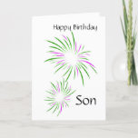 Happy Birthday Son Karte<br><div class="desc">Geburtstagskarte für einen Sohn mit Feuerwerk vorne</div>