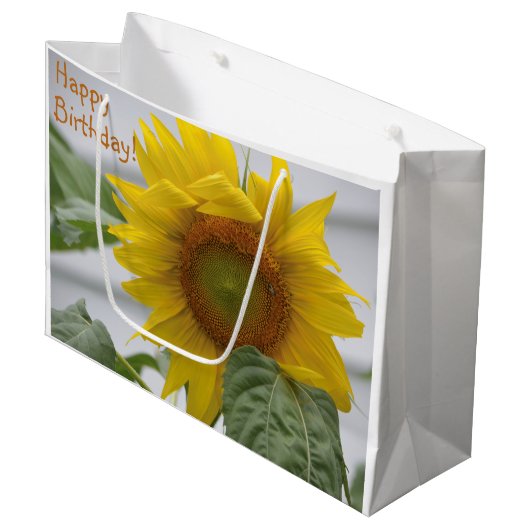 Happy Birthday Sonnenblume Große Geschenktüte (Vorderseite Schrägansicht)