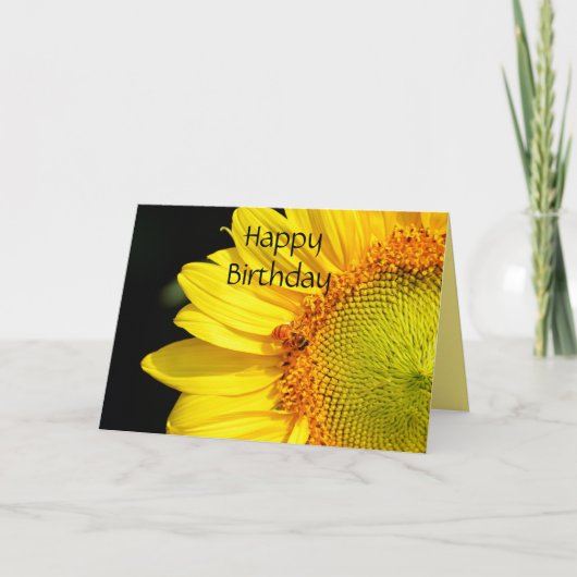 Happy Birthday Sonnenblume mit Honigbiene Karte (Vorderseite)