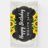 Happy Birthday Sonnenblume & rustikales Holz Party Banner (Vertikal)