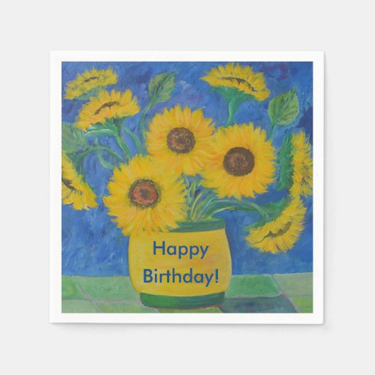 Happy Birthday Sonnenblume Serviette (Vorderseite)