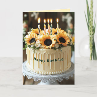 Happy Birthday Sonnenblumen Kerzen   Karte