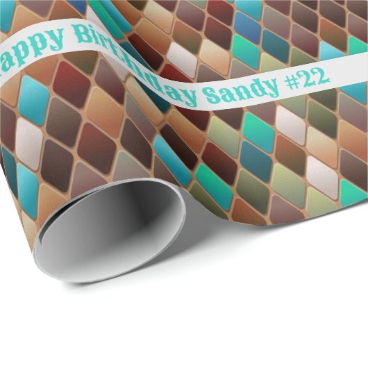 Happy Birthday Southwest Earth Tones Add Name Age Geschenkpapier (Rolleneckpunkt)