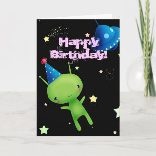 Happy Birthday Space Alien Karte