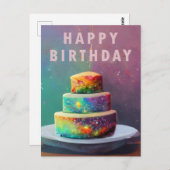 Happy Birthday Space Confetti Cake Card Postkarte (Vorne/Hinten)
