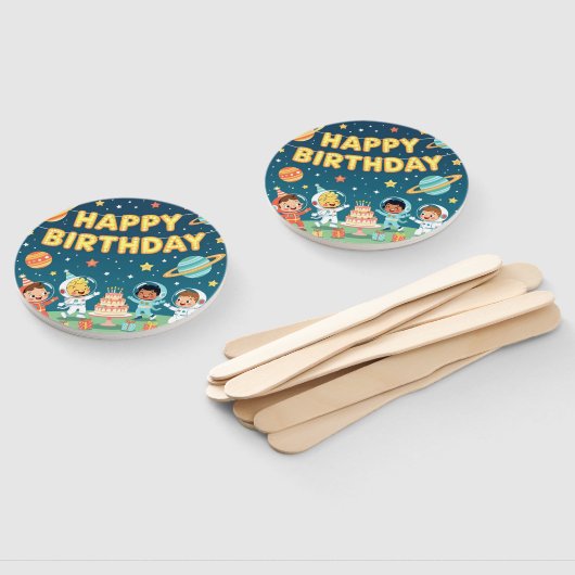 Happy birthday space theme fächer (Non-assembled)