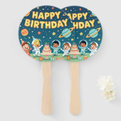 Happy birthday space theme fächer (Vorne und Hinten)