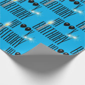 Happy Birthday Sparklers und Black Balloons Geschenkpapier (Ecke)