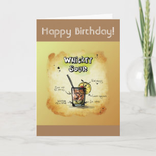 Happy Birthday Spaß - Whiskey Sour Rezept Karte