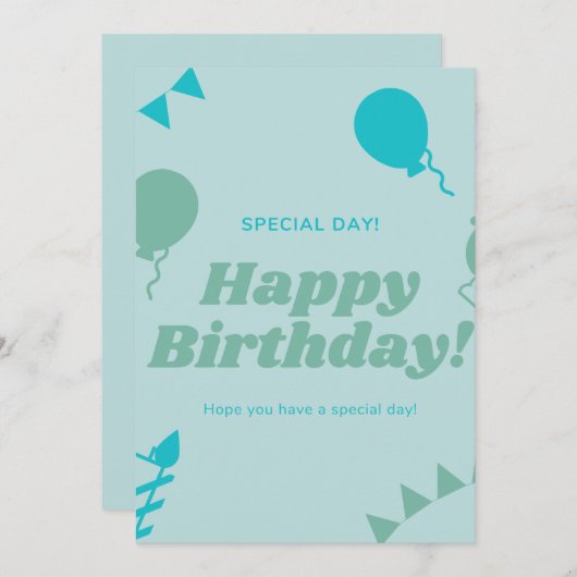 Happy Birthday Special Card Einladung (Vorne/Hinten)