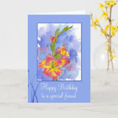 Happy Birthday Special Friend Gladiolus Blume Karte (Gelbe Blume)