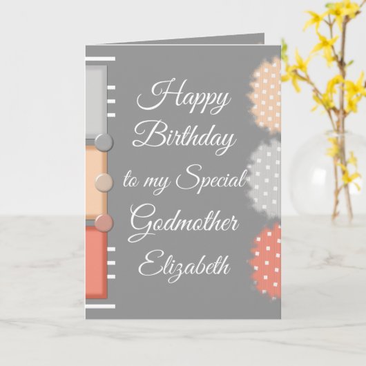 Happy Birthday Special Godmutter grau Karte (Gelbe Blume)