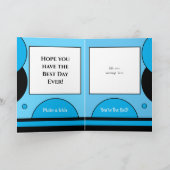 Happy Birthday Special Godson blau und schwarz Karte (Innenseite)