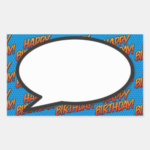 Happy Birthday Speech Bubble Fun Retro Comic Book Rechteckiger Aufkleber
