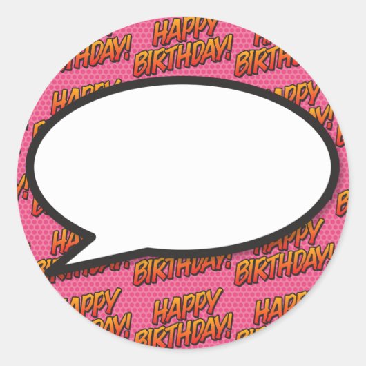 Happy Birthday Speech Bubble Fun Retro Comic Book Runder Aufkleber (Vorderseite)